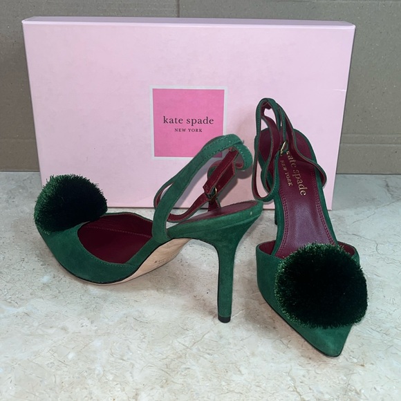♠️kate spade Amour Pom Pumps, Arugula Green NIB - Picture 13 of 15